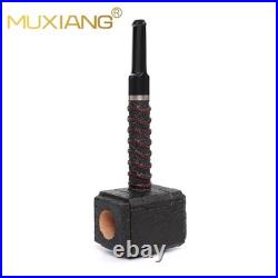 MUXIANG Handmade Poker Pipe Briar Wooden Tobacco Pipe Sandblasted Hammer Pipe