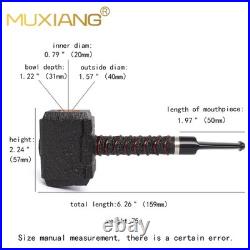 MUXIANG Handmade Poker Pipe Briar Wooden Tobacco Pipe Sandblasted Hammer Pipe