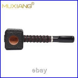 MUXIANG Handmade Poker Pipe Briar Wooden Tobacco Pipe Sandblasted Hammer Pipe