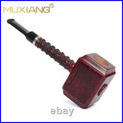 MUXIANG Handmade Poker Pipe Smooth Briar Wooden Tobacco Smoking Pipe Hammer Pipe