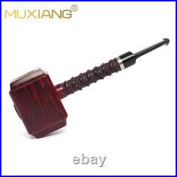 MUXIANG Handmade Poker Pipe Smooth Briar Wooden Tobacco Smoking Pipe Hammer Pipe