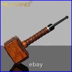 MUXIANG Handmade Poker Tobacco Pipe Smooth Briar Wooden Smoking Pipe Hammer Pipe