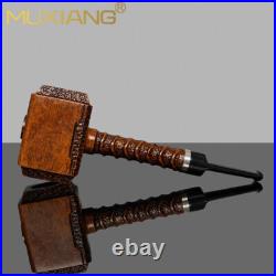 MUXIANG Handmade Poker Tobacco Pipe Smooth Briar Wooden Smoking Pipe Hammer Pipe