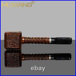 MUXIANG Handmade Poker Tobacco Pipe Smooth Briar Wooden Smoking Pipe Hammer Pipe