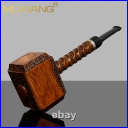 MUXIANG Handmade Poker Tobacco Pipe Smooth Briar Wooden Smoking Pipe Hammer Pipe