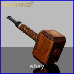 MUXIANG Handmade Poker Tobacco Pipe Smooth Briar Wooden Smoking Pipe Hammer Pipe