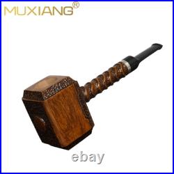 MUXIANG Handmade Poker Tobacco Pipe Smooth Briar Wooden Smoking Pipe Hammer Pipe