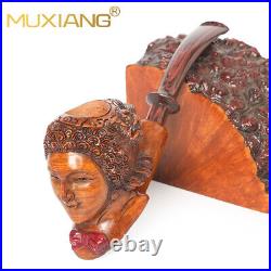 MUXIANG Handmade Rustic Tobacco Pipe Briar Wooden Carved Smoking Pipe Sissi Pipe