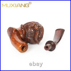 MUXIANG Handmade Rustic Tobacco Pipe Briar Wooden Carved Smoking Pipe Sissi Pipe