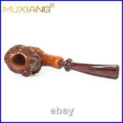 MUXIANG Handmade Rustic Tobacco Pipe Briar Wooden Carved Smoking Pipe Sissi Pipe