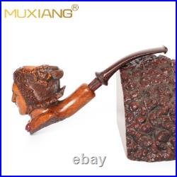 MUXIANG Handmade Rustic Tobacco Pipe Briar Wooden Carved Smoking Pipe Sissi Pipe