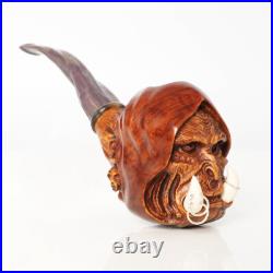 MUXIANG Handmade Rusticated Briar Tobacco Pipe Carved Freehand Pipe Ebonite Stem