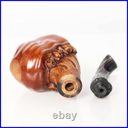 MUXIANG Handmade Rusticated Briar Tobacco Pipe Carved Freehand Pipe Ebonite Stem