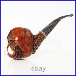 MUXIANG Handmade Rusticated Briar Tobacco Pipe Carved Freehand Pipe Ebonite Stem