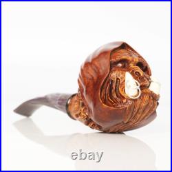 MUXIANG Handmade Rusticated Briar Tobacco Pipe Carved Freehand Pipe Ebonite Stem