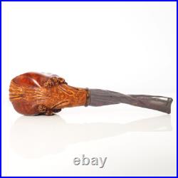 MUXIANG Handmade Rusticated Briar Tobacco Pipe Carved Freehand Pipe Ebonite Stem