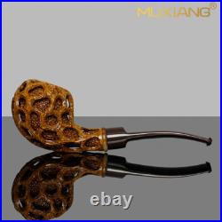 MUXIANG Handmade Rusticated Freehand Pipe Briar Wooden Carved Apple Tobacco Pipe