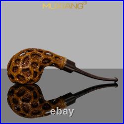 MUXIANG Handmade Rusticated Freehand Pipe Briar Wooden Carved Apple Tobacco Pipe
