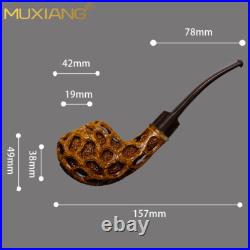 MUXIANG Handmade Rusticated Freehand Pipe Briar Wooden Carved Apple Tobacco Pipe