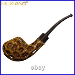 MUXIANG Handmade Rusticated Freehand Pipe Briar Wooden Carved Apple Tobacco Pipe