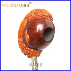 MUXIANG Handmade Rusticated Tobacco Pipe Briar Wood Carved Freehand Smoking Pipe
