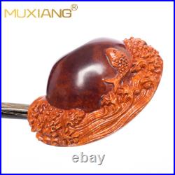 MUXIANG Handmade Rusticated Tobacco Pipe Briar Wood Carved Freehand Smoking Pipe