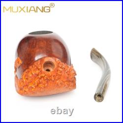 MUXIANG Handmade Rusticated Tobacco Pipe Briar Wood Carved Freehand Smoking Pipe
