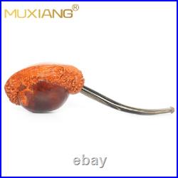 MUXIANG Handmade Rusticated Tobacco Pipe Briar Wood Carved Freehand Smoking Pipe