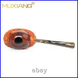 MUXIANG Handmade Rusticated Tobacco Pipe Briar Wood Carved Freehand Smoking Pipe
