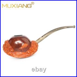 MUXIANG Handmade Rusticated Tobacco Pipe Briar Wood Carved Freehand Smoking Pipe