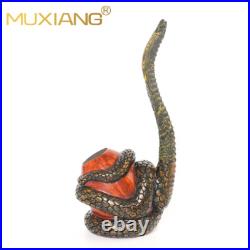 MUXIANG Handmade Rusticated Tobacco Pipe Briar Wooden Carved Pipe Python Pipe