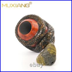 MUXIANG Handmade Rusticated Tobacco Pipe Briar Wooden Carved Pipe Python Pipe