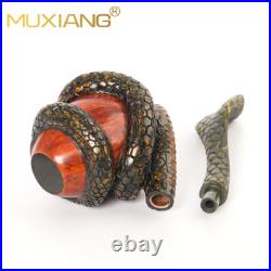 MUXIANG Handmade Rusticated Tobacco Pipe Briar Wooden Carved Pipe Python Pipe