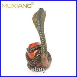 MUXIANG Handmade Rusticated Tobacco Pipe Briar Wooden Carved Pipe Python Pipe