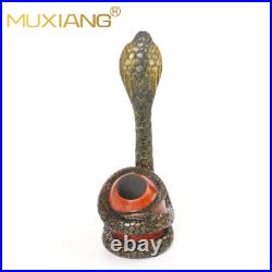 MUXIANG Handmade Rusticated Tobacco Pipe Briar Wooden Carved Pipe Python Pipe