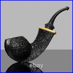 MUXIANG Handmade Sandblasted Tobacco Pipe Briar Wood Freehand Pipe Ebonite Stem