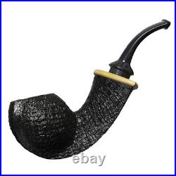 MUXIANG Handmade Sandblasted Tobacco Pipe Briar Wood Freehand Pipe Ebonite Stem