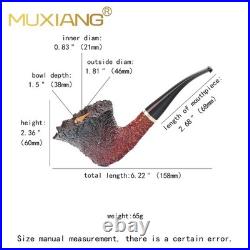 MUXIANG Handmade Sea Rock Briar Tobacco Pipe Rusticate Wood Fleur Pipe Vulcanite