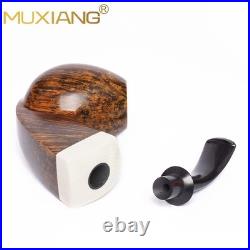MUXIANG Handmade Smooth Briar Tobacco Pipe Wooden Egg Pipe 3mm Bent Ebonite Stem