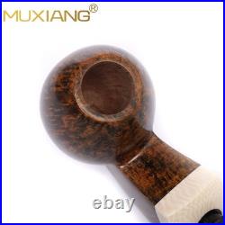 MUXIANG Handmade Smooth Briar Tobacco Pipe Wooden Egg Pipe 3mm Bent Ebonite Stem