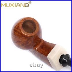 MUXIANG Handmade Smooth Briar Tobacco Pipe Wooden Egg Pipe 3mm Bent Ebonite Stem