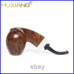 MUXIANG Handmade Smooth Briar Tobacco Pipe Wooden Egg Pipe 3mm Bent Ebonite Stem