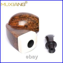 MUXIANG Handmade Smooth Briar Tobacco Pipe Wooden Egg Pipe 3mm Bent Ebonite Stem