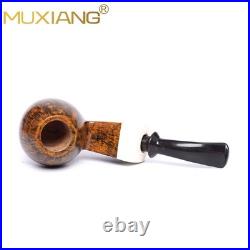 MUXIANG Handmade Smooth Briar Tobacco Pipe Wooden Egg Pipe 3mm Bent Ebonite Stem