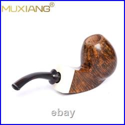 MUXIANG Handmade Smooth Briar Tobacco Pipe Wooden Egg Pipe 3mm Bent Ebonite Stem