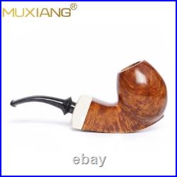 MUXIANG Handmade Smooth Briar Tobacco Pipe Wooden Egg Pipe 3mm Bent Ebonite Stem