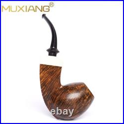 MUXIANG Handmade Smooth Briar Tobacco Pipe Wooden Egg Pipe 3mm Bent Ebonite Stem