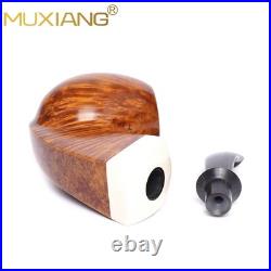 MUXIANG Handmade Smooth Briar Tobacco Pipe Wooden Egg Pipe 3mm Bent Ebonite Stem
