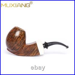 MUXIANG Handmade Smooth Briar Tobacco Pipe Wooden Egg Pipe 3mm Bent Ebonite Stem