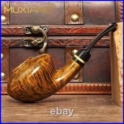 MUXIANG Handmade Smooth Briar Tomato Pipe Wooden Tobacco Pipe 3mm Ebonite Stem